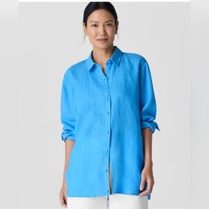 Eileen Fisher Organic Handkerchief Linen Classic Collar ShirtEasy Fit,